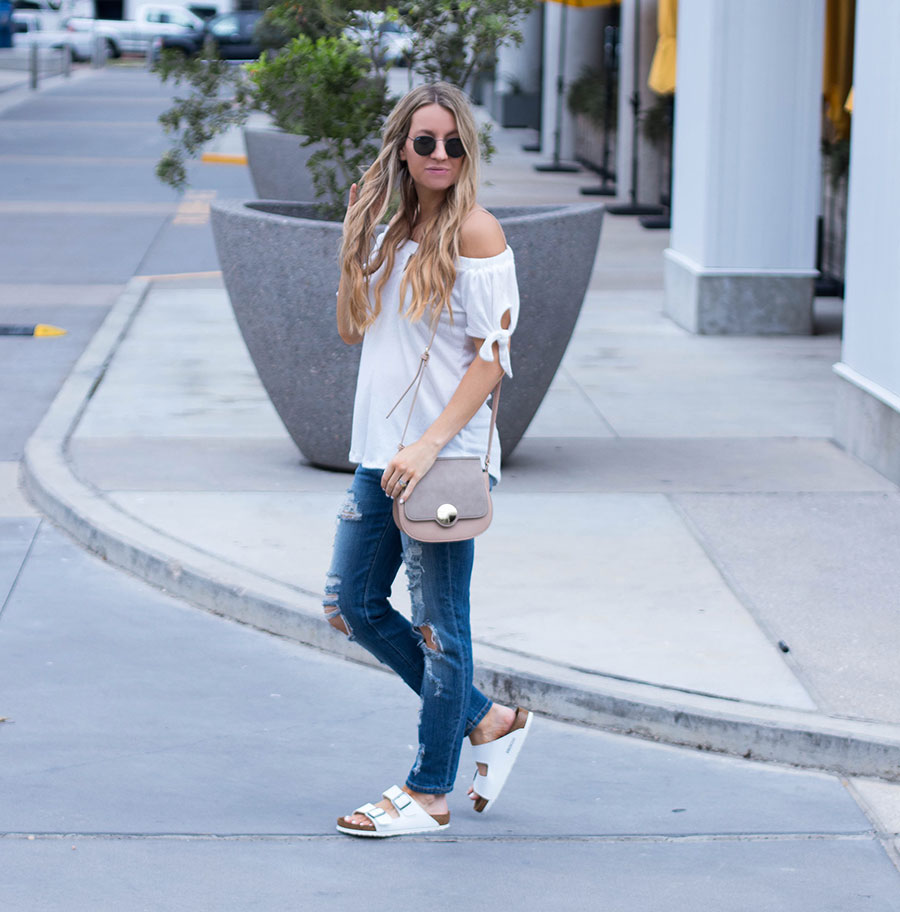 White birkenstocks store on feet