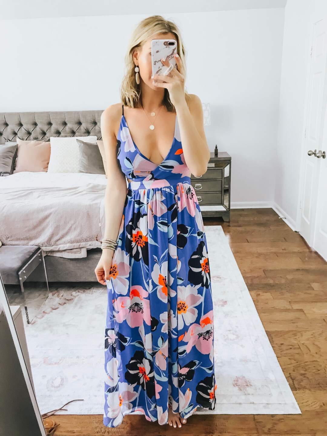 Express blue sale floral maxi dress